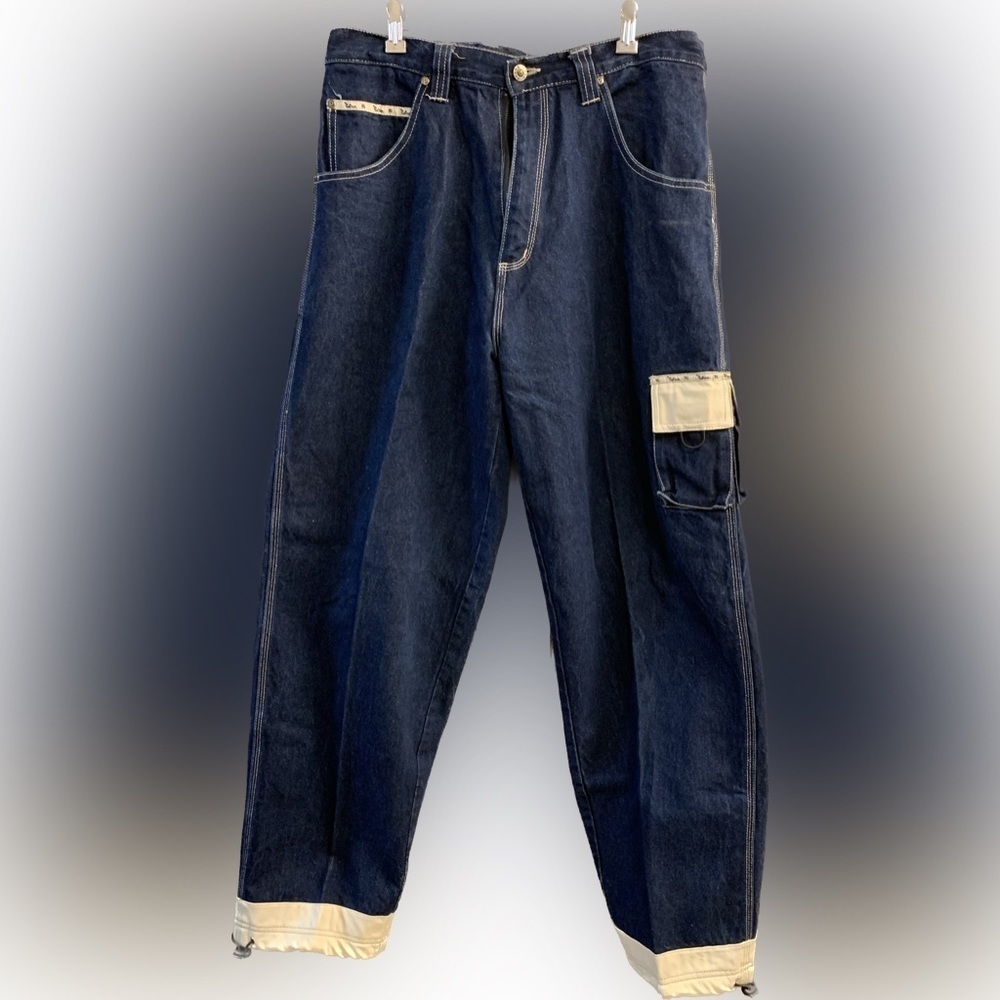 Vintage 90’s Platinum Nova Jeans 36X31 Blue Denim Drawstring Ankle Hip Hop Pants